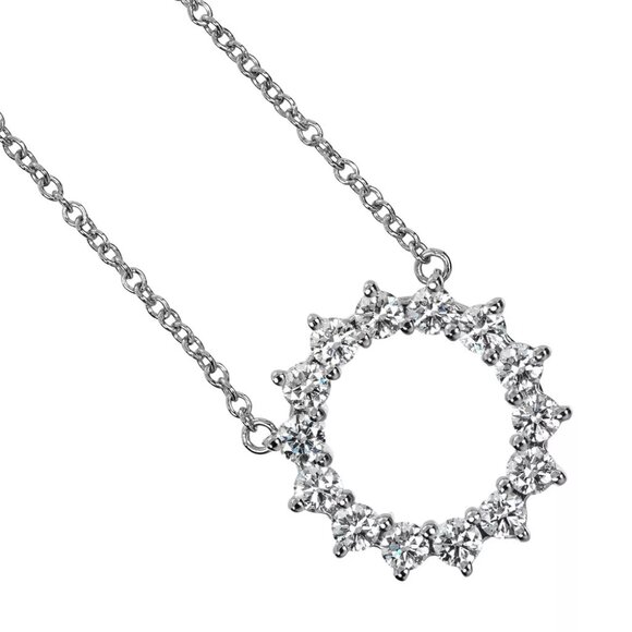TIFFANY&Co. Open Circle Small Necklace Pt950Platinum/diamond 2.93g Women - Picture 1 of 8